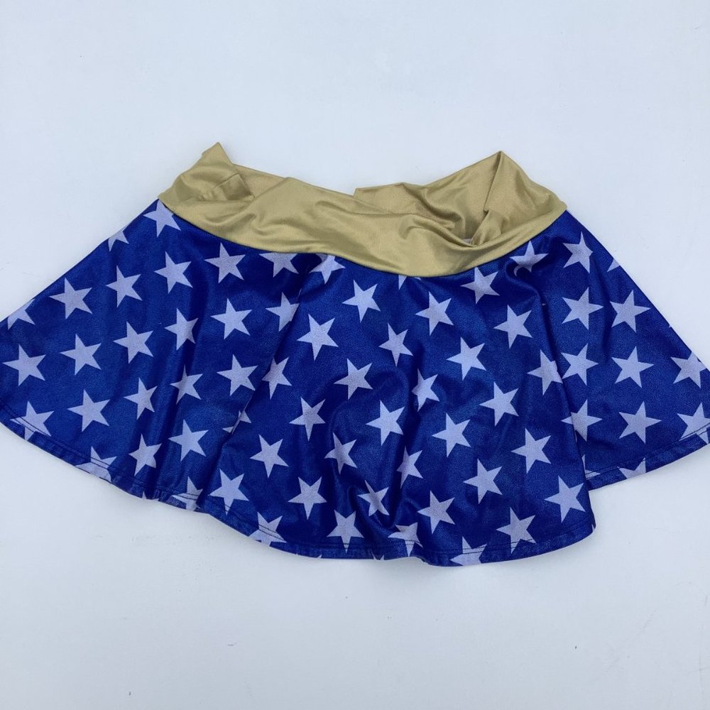 Pi Movement Wonder Woman Blue White Stars Skirt Skort Shorts Jessie Graff L
